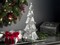 Haute Decor 14 Inch Battery Operated Lighted Mercury Glass Silver Christmas Tree with Built-in Timer and 20 Warm White LED Lights